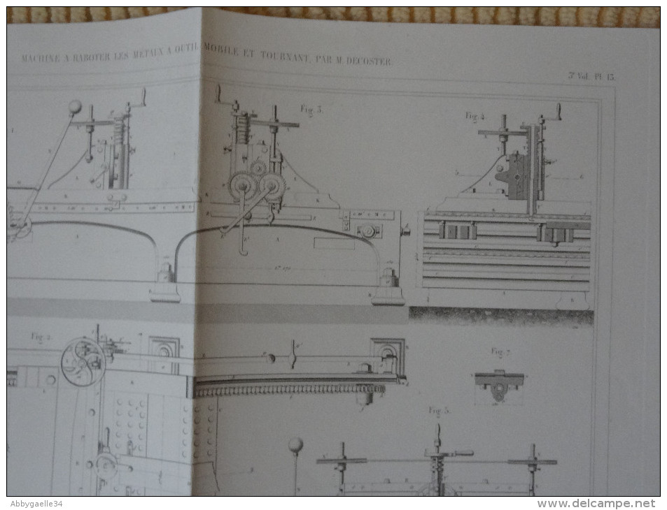 PETITE MACHINE A RABOTER LES METAUX A OUTIL MOBILE ET TOURNANT, PAR M. DECOSTER Publication Industrielle Armengaud - Tools