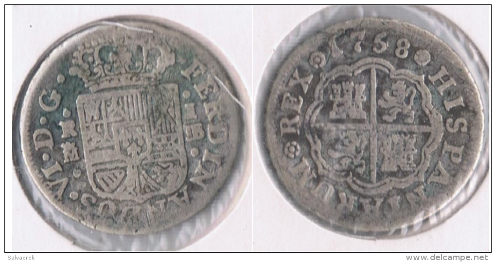 ESPAÑA FERNANDO VI REAL 1758 MADRID PLATA SILVER W - Colecciones