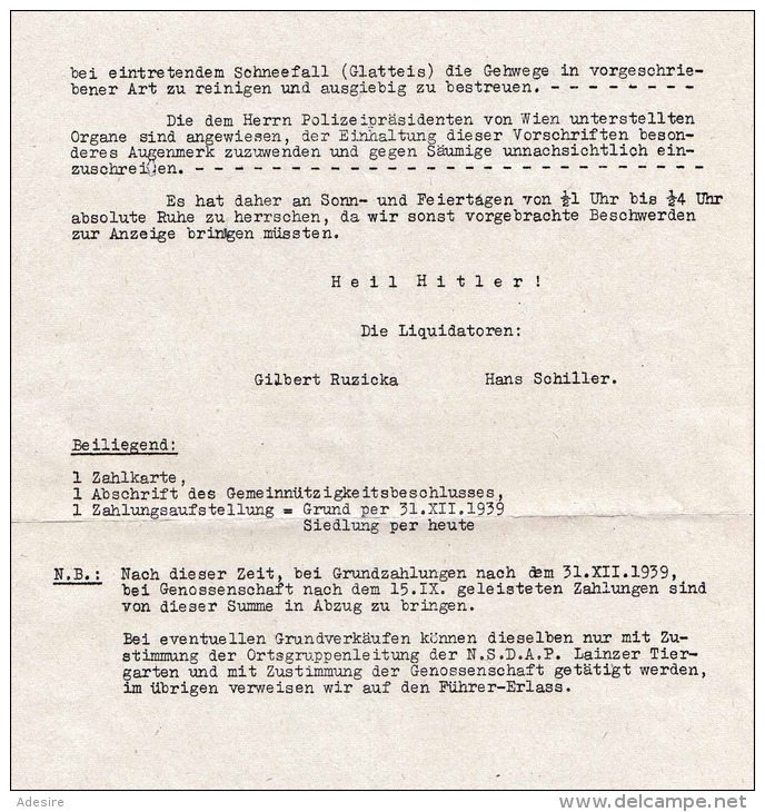 Schreiben An Die Siedlerkameraden Am Hang 1942 - Historical Documents