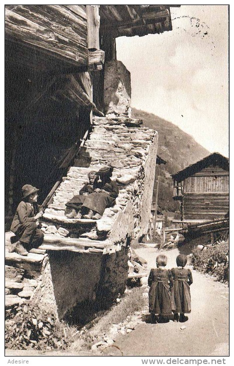 COLOMBIER Bergbauernhäuser Und Spielende Kinder, Karte Gel.1909 - Colombier