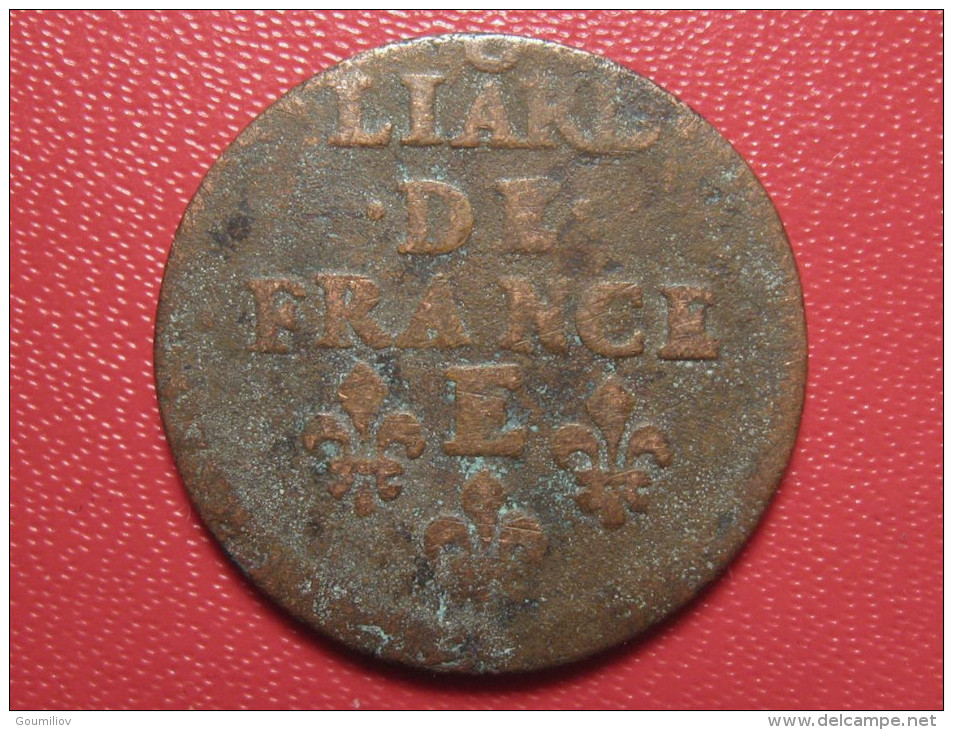 Liard De France Louis XIV 1655 E Meung - Croissant Sur A De LIARD 0807 - 1643-1715 Louis XIV Le Grand