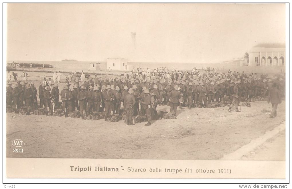 LYBIA - ITALY / TURKEY WAR -  TRIPOLI - LANDING OF ITALIAN TROOPS EDIT VAT 1911 - Libya