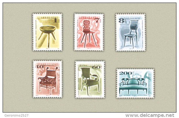 HUNGARY 2001 HISTORY Chairs ANTIQUE FURNITURE - Fine Set MNH - Unused Stamps