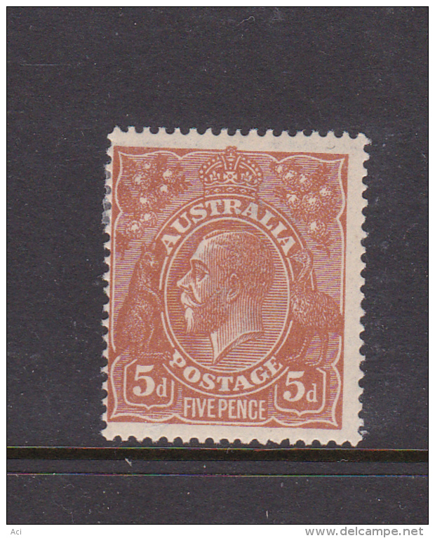 Australia 1914-24 Single Watermark King George V, SG 23, 5d Brown Mint Hinged - Neufs