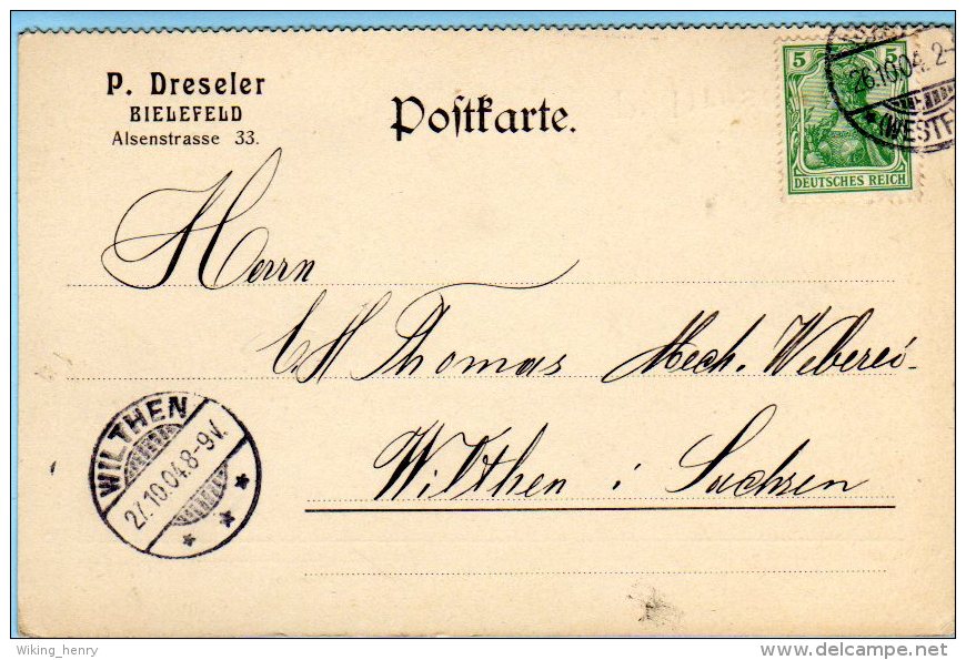 Bielefeld - Firmenkarte P. Dreseler 1904 - Bielefeld