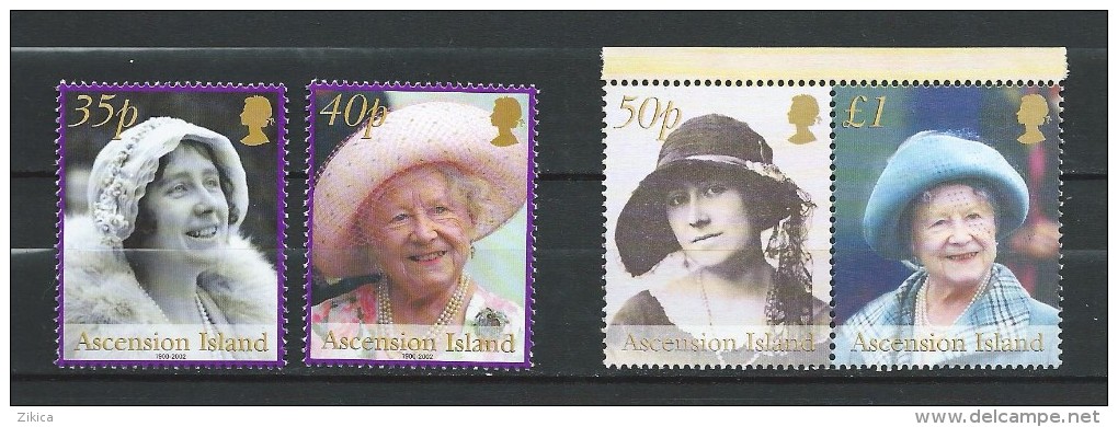 Ascension 2002 Queen Elizabeth The Queen Mother Commemoration.stamps And Block Stamps.MNH - Ascension