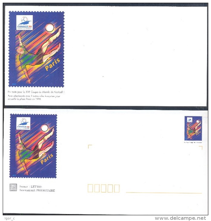 France 1998 Postal Stationery Cover: Football Fussball Soccer Calcio: Fifa WM Worldcup 1998 Host City Paris - 1998 – France