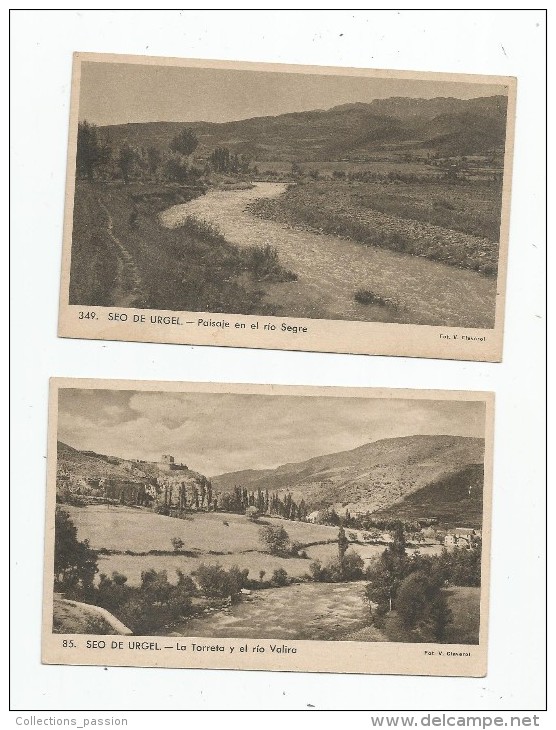 Cp , ESPAGNE , SEO DE URGEL , Rio SEGRE , Rio VALIRA , Ed : Claverol , Vierge , LOT DE 2 CARTES POSTALES - Lérida