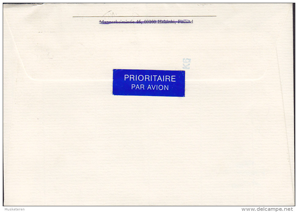 Finland Prioritaire Par Avion Labels HOTEL INTER CONTINENTAL, HELSINKI 1993 Cover Brief USA UN Armoured Car Checkpoint - Storia Postale