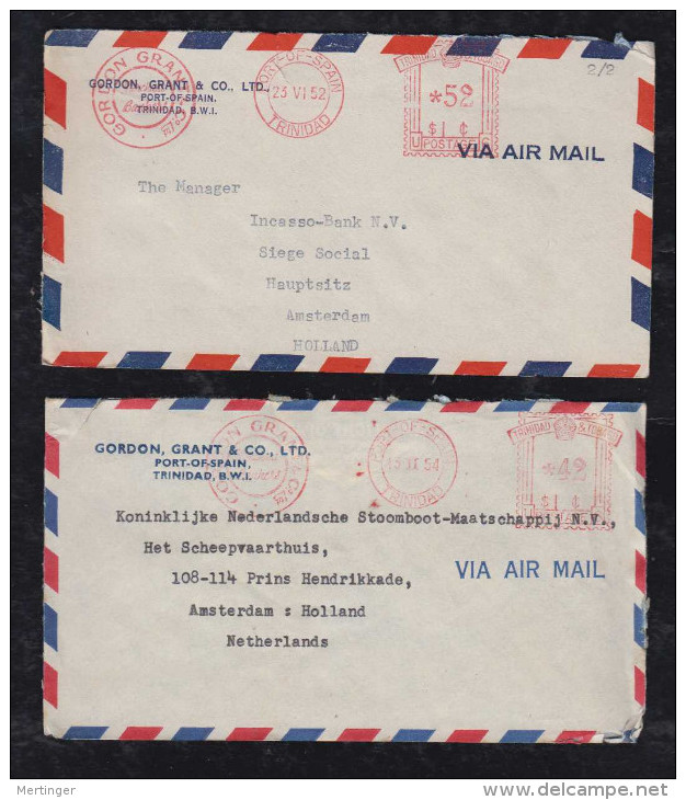 Trinidad 1952-54 2 Meter Airmail Covers To Netherlands - Trinité & Tobago (...-1961)