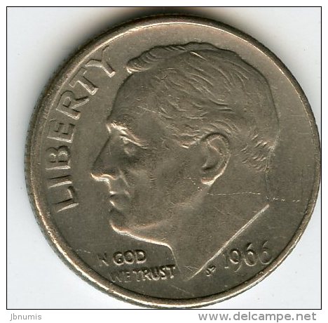 Etats-Unis USA 10 Cents Dime 1966 KM 195a - 1946-...: Roosevelt