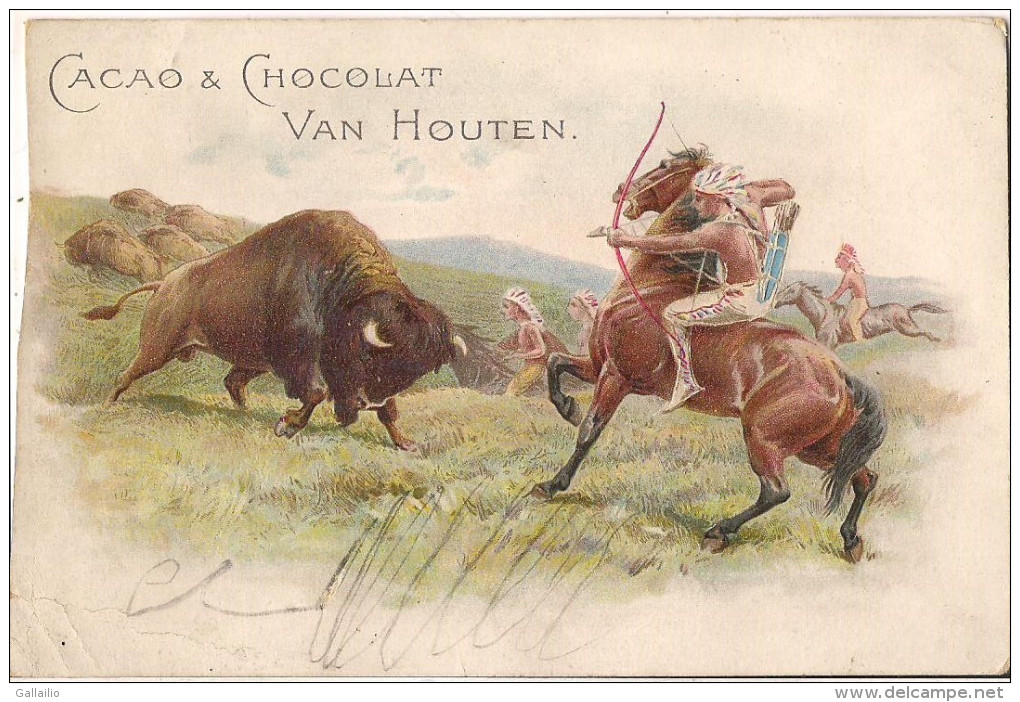 CHOCOLAT VAN HOUTEN INDIEN TUANT UN BISON - Van Houten