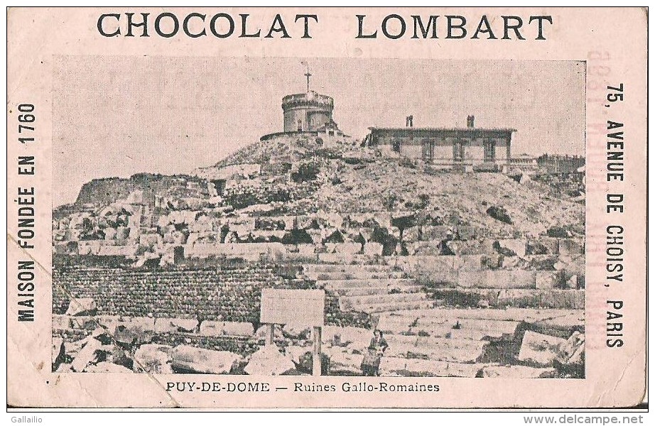 CHROMO CHOCOLAT LOMBART PUY DE DOME RUINES GALLO ROMAINES - Lombart