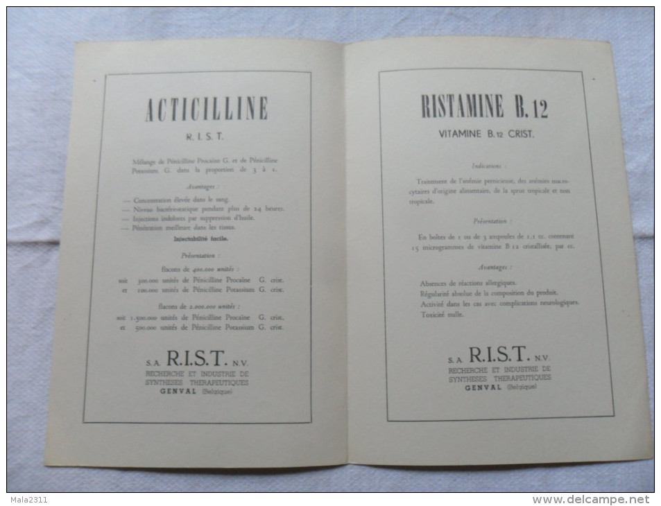 ANCIENNE PUB PHARMAC / R.I.S.T  GENVAL  / DESSIN  LUC DELFOSSE - Attrezzature Mediche E Dentistiche