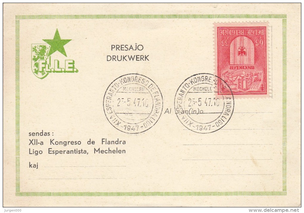 België, 1947, Kongreso De Flandra Ligo Esperantista, Mechelen (07496) - Esperanto