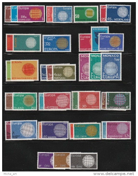 Europa Cept 1970 Complete Year MNH - Années Complètes