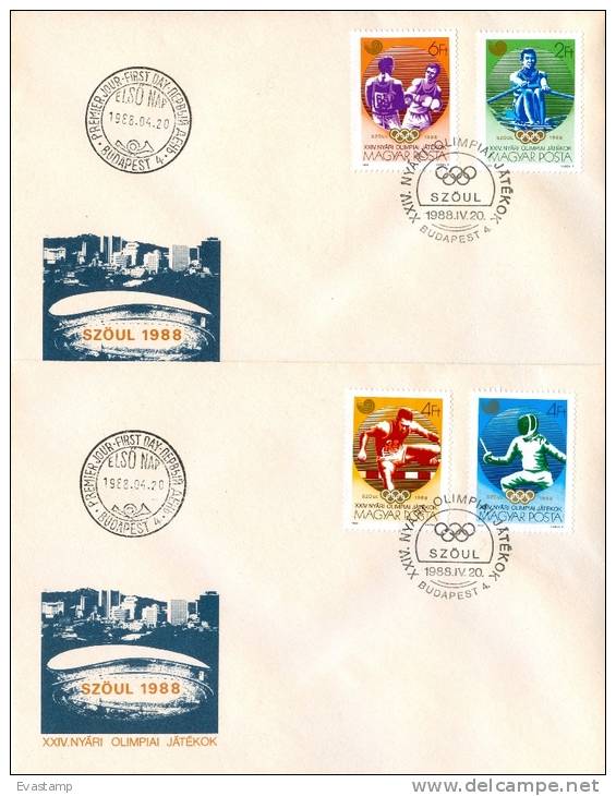 HUNGARY - 1988. FDC Set - Summer Olympic Games,Seoul /Sport - FDC