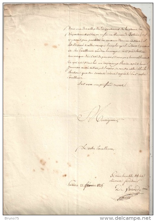 1825 - LAS De Jacques-Nicolas JAHAN De La RONDE + 7 Lignes Du Baron De CRESSAC, Député De La Vienne - Other & Unclassified