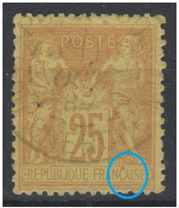 FRANCE - 1877-80 - Obl. - Y&T 93 -  25c - TYPE II - SAGE - - 1876-1898 Sage (Type II)