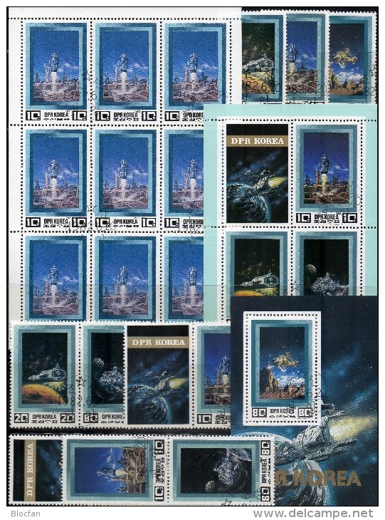 Flug In Den Weltraum Korea O 2255/8,4ZD,KB,Block 119/0 O 24€ Startrampe Rakete 1982 Bloque Bloc M/s Space Sheet Bf Corea - Collections