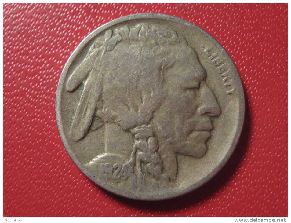 USA - Five Cents Buffalo 1924 D - Error, Unbalanced 0291 - 1913-1938: Buffalo