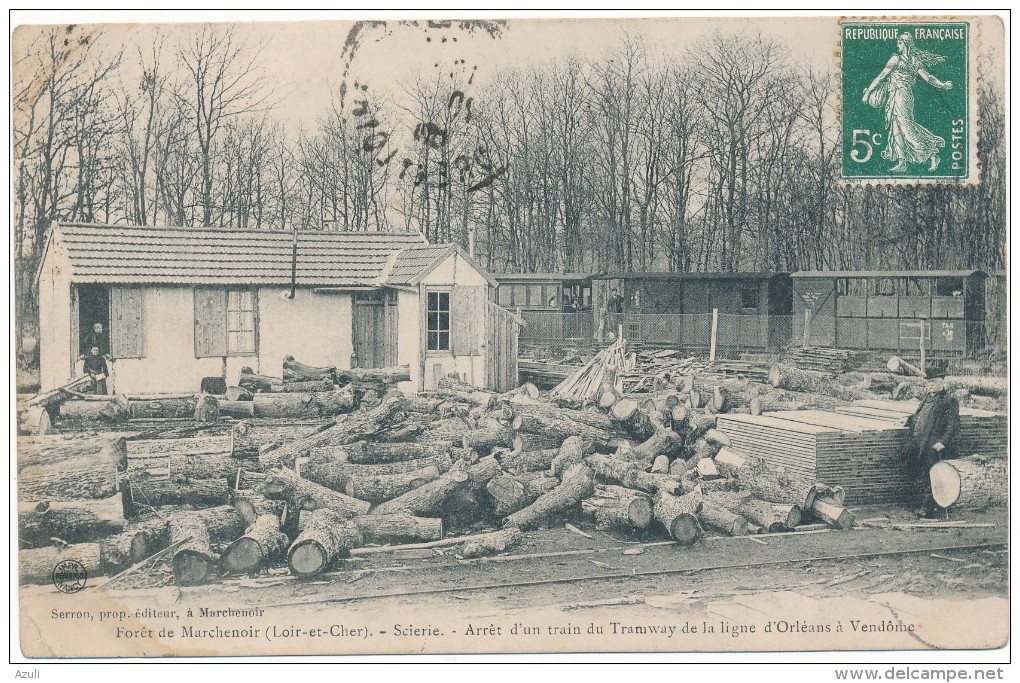 Forêt De MARCHENOIR - Scierie - Arrêt D'un Train Du Tramway - Marchenoir