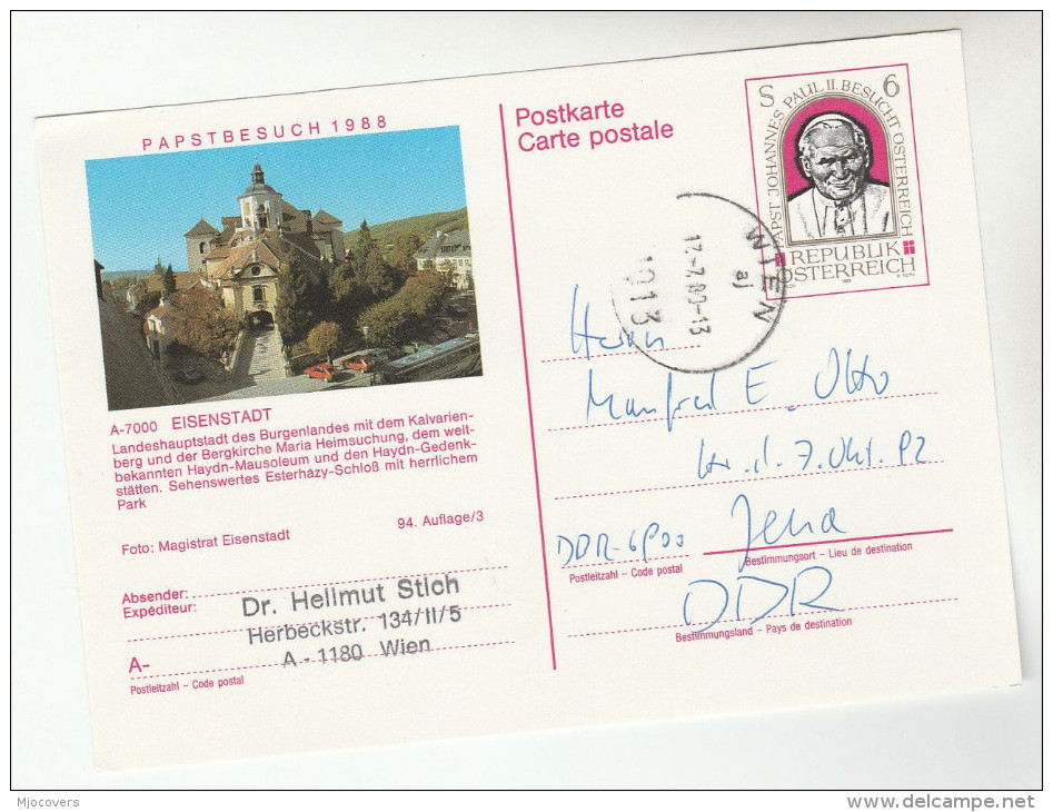 1983 AUSTRIA  Illus EISENSTADT POPE JP II  Stamps POSTAL STATIONERY CARD To Germany Religion Cover - Other & Unclassified