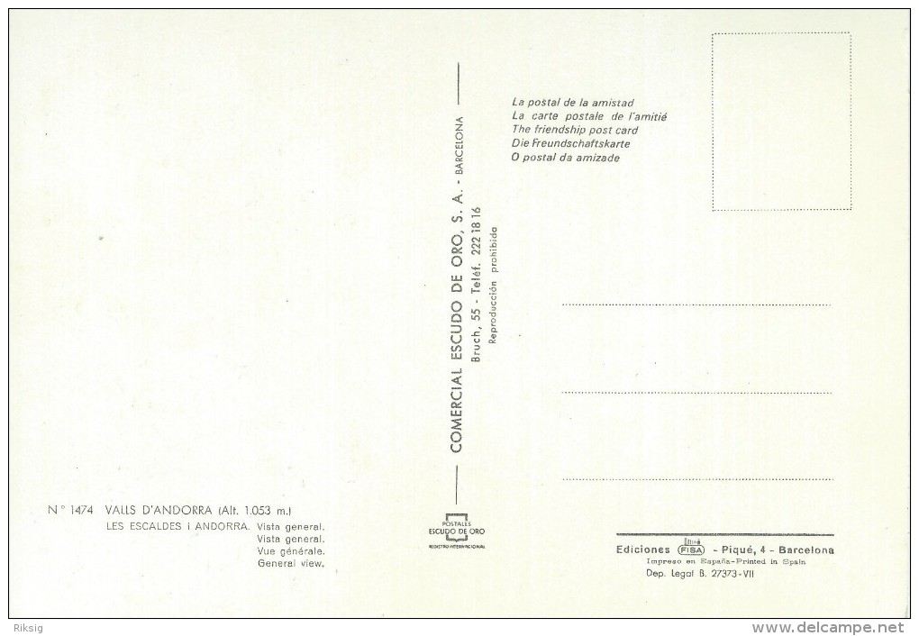 Valls D`Andorra.  Les Escaldes I Andorra.  General View.  # 04839 - Andorra