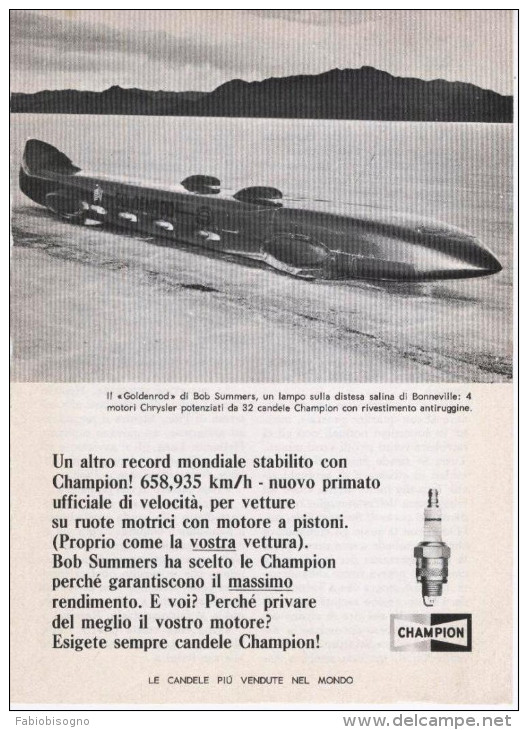 1966 - GOLDENROD Di Bob Summers 658,935 Km/h - Champion - 1 Pag. Pubblicità Cm. 13 X18 - Kleding, Souvenirs & Andere