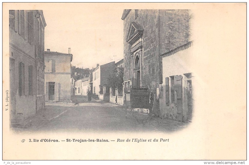 CPA 17 ILE D'OLERON SAINT TROJAN LES BAINS RUE DE L'EGLISE ET DU PORT - Ile D'Oléron