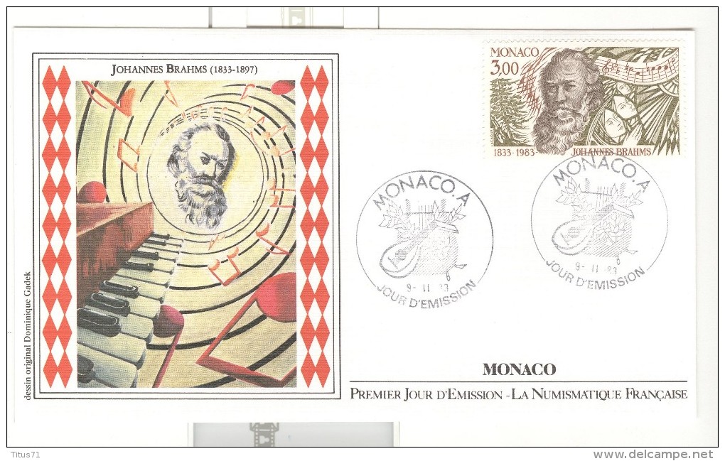 FDC - Monaco - Johannes Brahms - 29/11/1983 - FDC