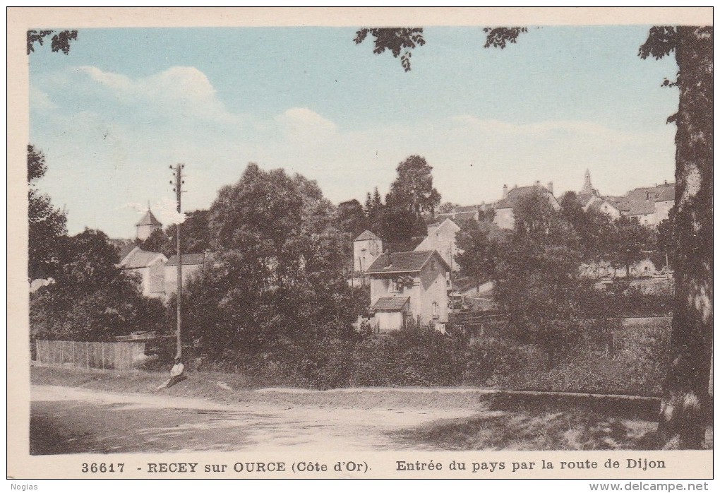 RECEY SUR OURCE - L'ENTREE DU PAYS PAR LA ROUTE DE DIJON - BELLE CARTE - SEPIA -  2 SCANNS -  TOP !!! - Autres & Non Classés