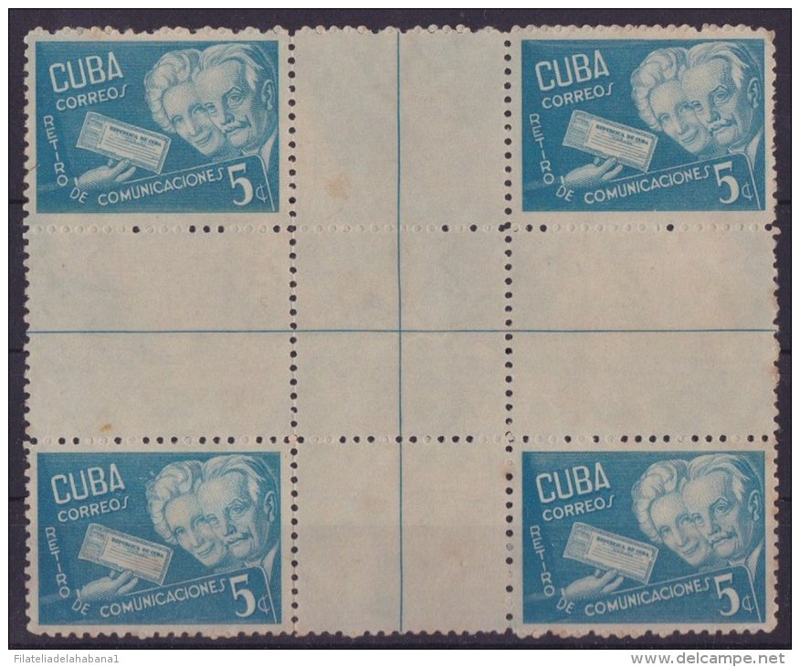 1946-33 CUBA 1946 CENTER OF SHEET. RETIRO DE COMUNICACIONES 5c SIN GOMA. - Oblitérés