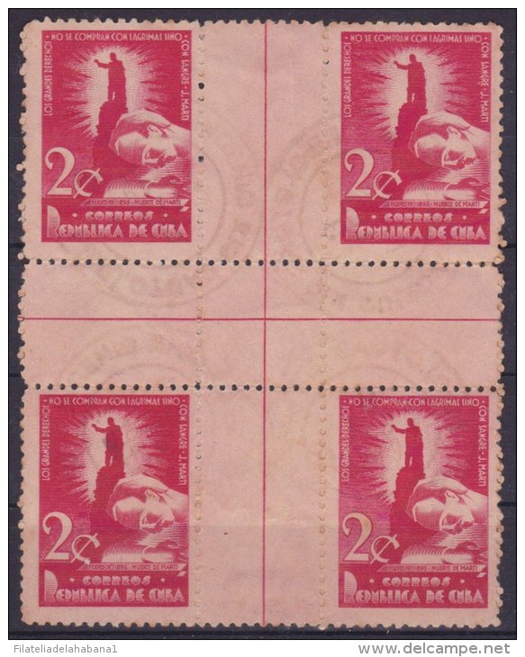 1948-139 CUBA 1948 CENTER OF SHEET. CENTENARIO DE LA MUERTE JOSE MARTI USADO. - Gebruikt