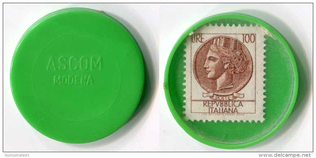N93-0175 - Timbre-monnaie Ascom Modena 100 Lires - Kapselgeld - Encased Stamp - Monétaires/De Nécessité