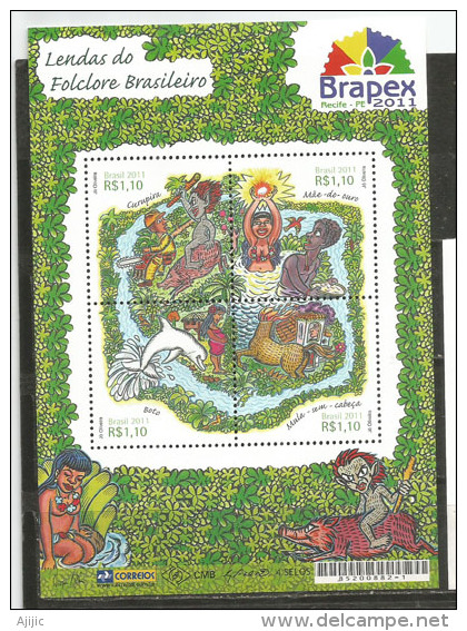 BRESIL. Contes & Légendes Brésiliens (Brapex 2011) Un B-F Neuf ** Année 2011. - Blocks & Sheetlets
