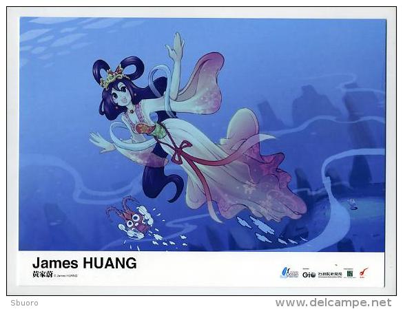 Mini Poster Bristol Ou Maxi Carte Postale - 26 Cm X 19 Cm - Taïwan - James Huang - Aquatic Kawai Princess - Varia
