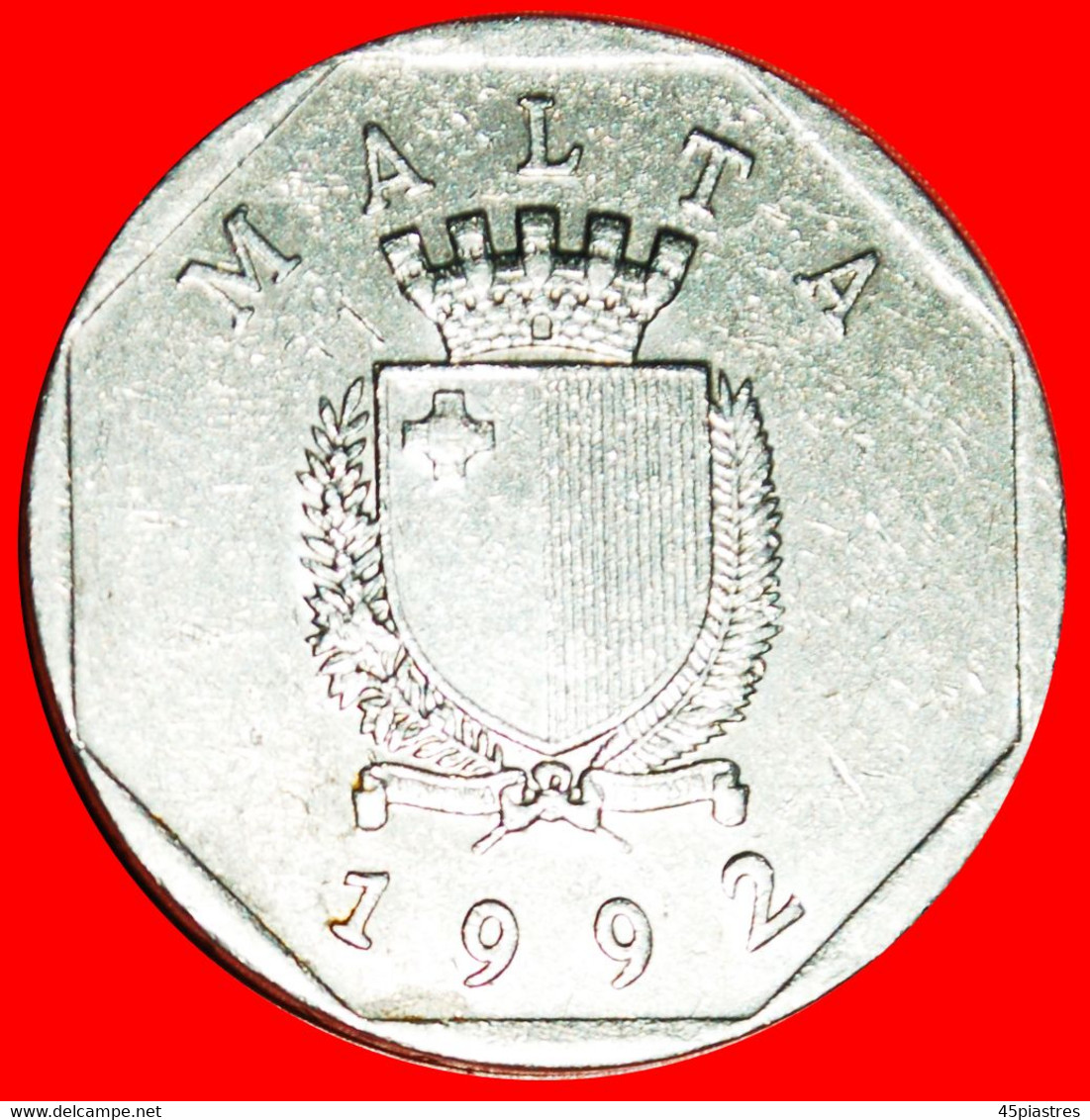 * SHIELD WITH CROSS (1991-2007): MALTA★ 50 CENTS 1992! LOW START &#9733; NO RESERVE! - Malte