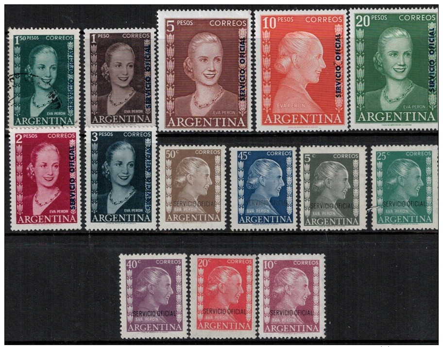 Argentina 1953 SC O79-O92 MNH Eva Peron - Unused Stamps