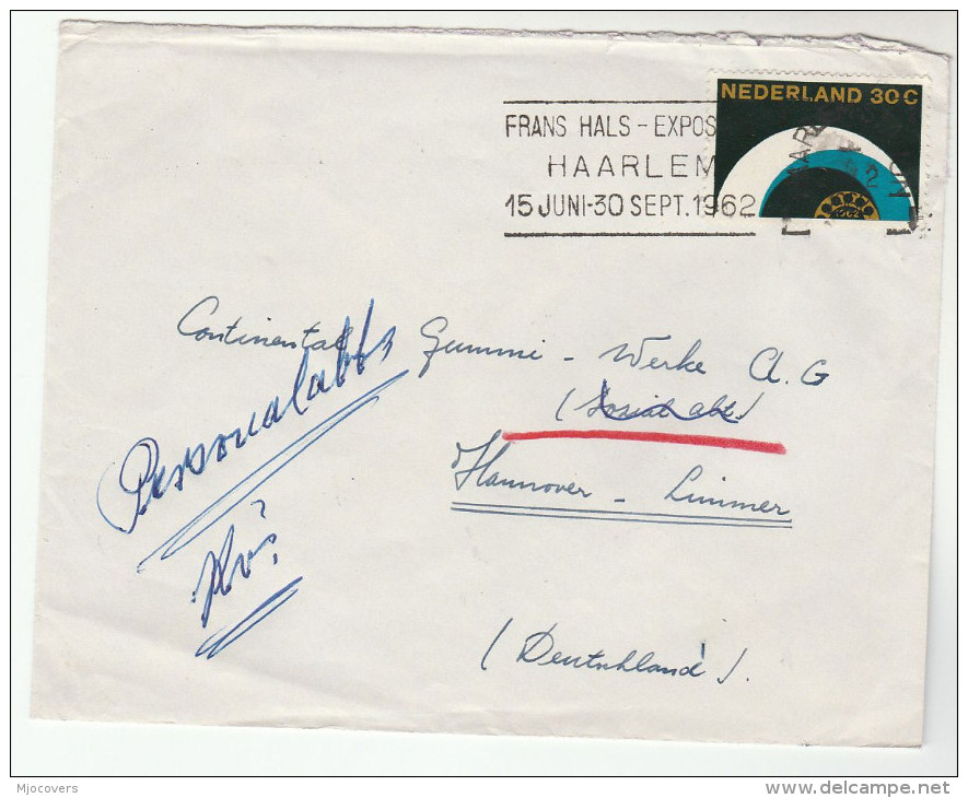 1962 NETHERLANDS Stamps COVER SLOGAN Pmk Frans Hals Exposite HAALEM To Germany - Covers & Documents