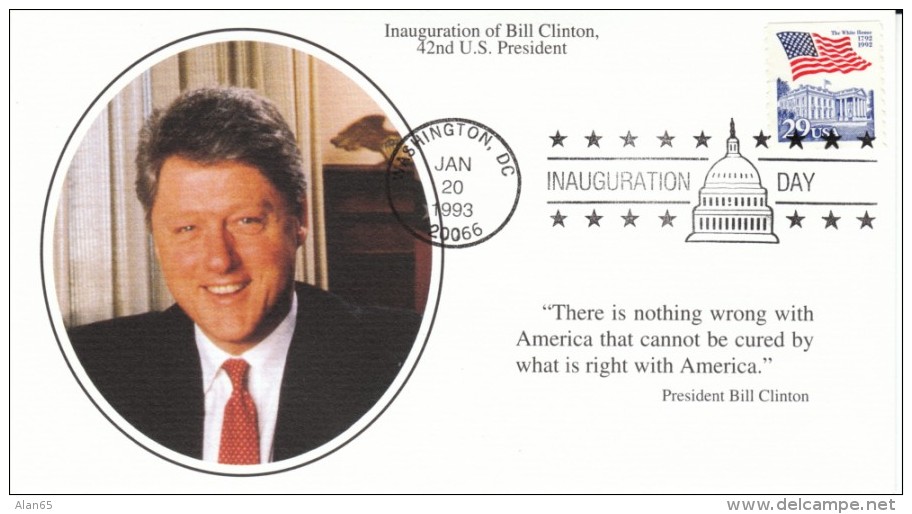 US President Clinton Inauguration Day , #2609 On Cover - Sobres De Eventos