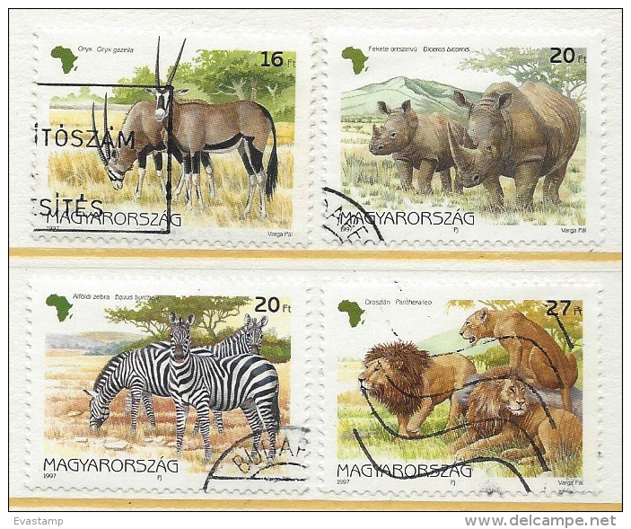 HUNGARY - 1997. African Animals / Lion / Gazella  USED!!!   IV.  Mi: 4450-4453. - Oblitérés