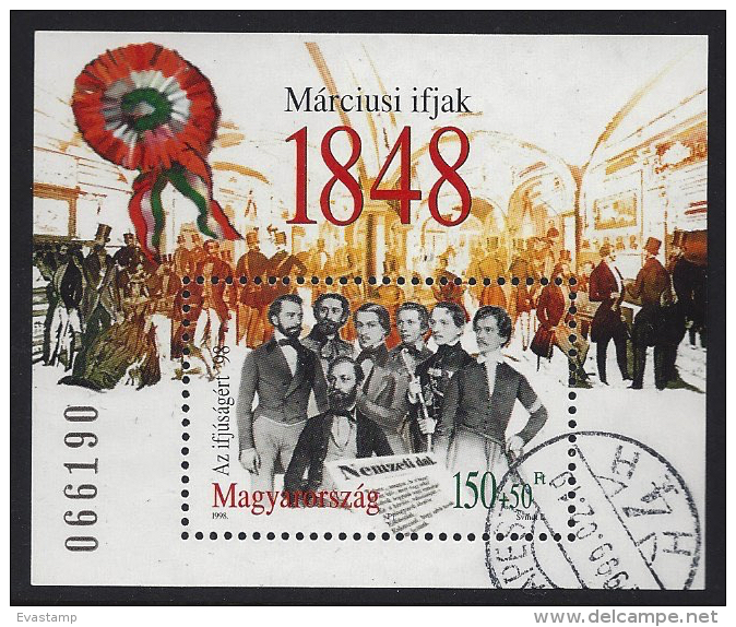 HUNGARY - 1998. Revolution Of 1848 / Seven Members Of Movement/Youth Philately USED!!  IV.  Mi Bl.244. - Gebraucht