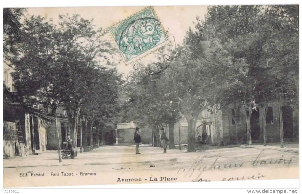 Cpa   ARAMON La Place (enseigne TABAC ) - Aramon