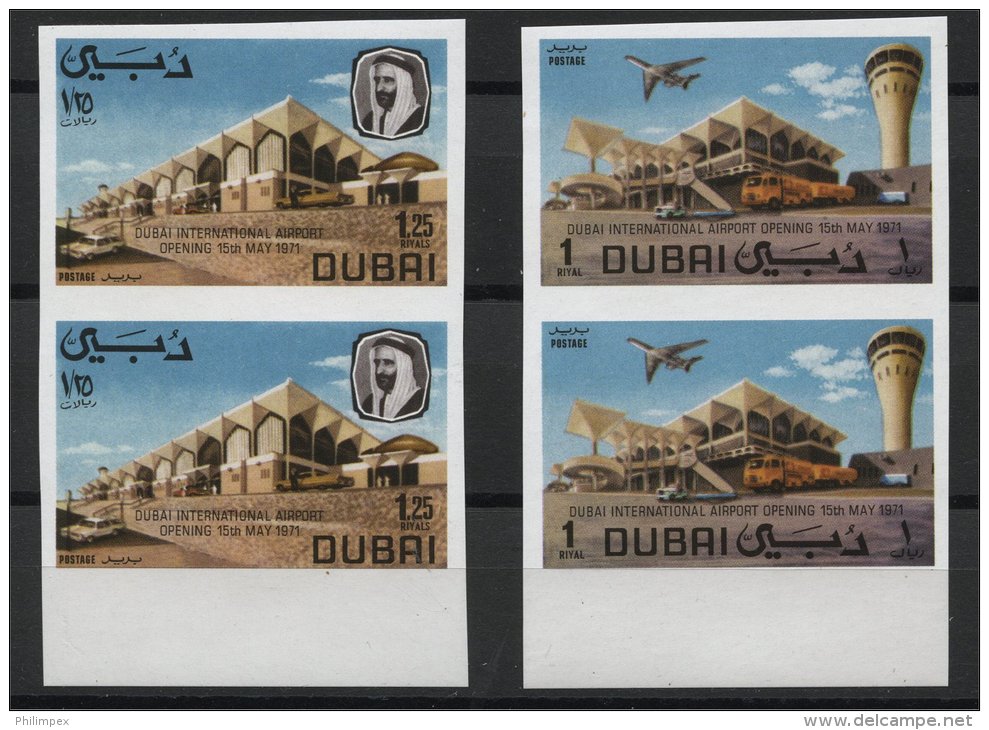 DUBAI, OPENING OF INTERNATIONAL  AIRPORT, FULL SET IN IMPERFORATED PAIRS RRR - Dubai