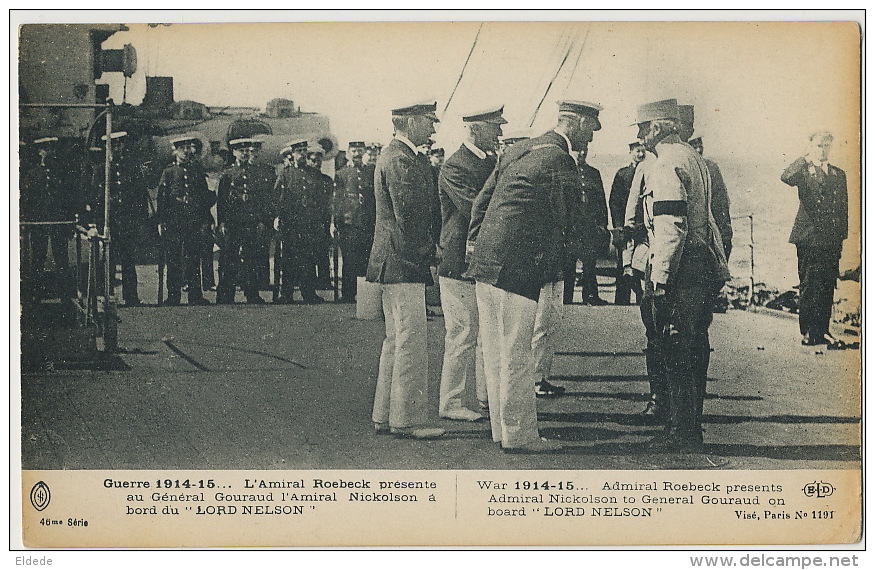 WWI Admiral John De Roebeck Born In Naas Presents Admiral Nickolson To General Gouraud On " Lord Nelson " Ship ELD - Autres & Non Classés