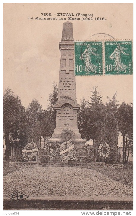 Vosges - ETIVAL  - Le Monument Aux Morts 1914 - 1918 - Etival Clairefontaine