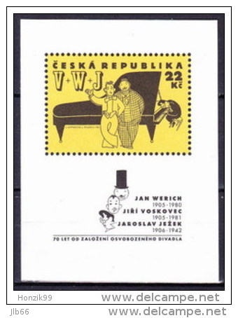 1995 Anniversaire Création Du Théâtre Liberté Caricatures Artistes Et Piano YT BF 2 Mi B.2 - Blokken & Velletjes