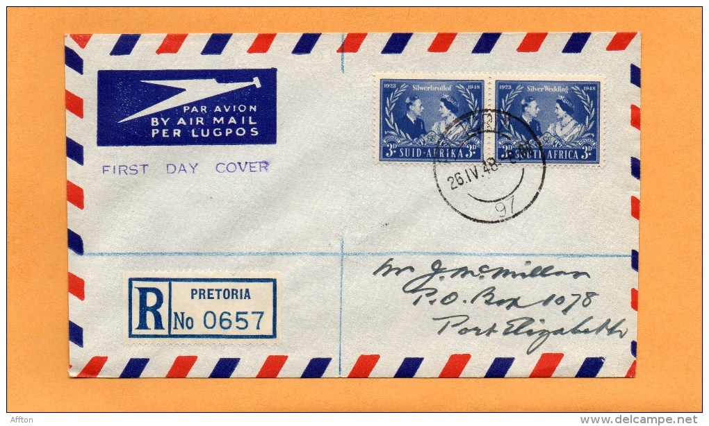 South Africa 1948 FDC Mailed Registered - FDC