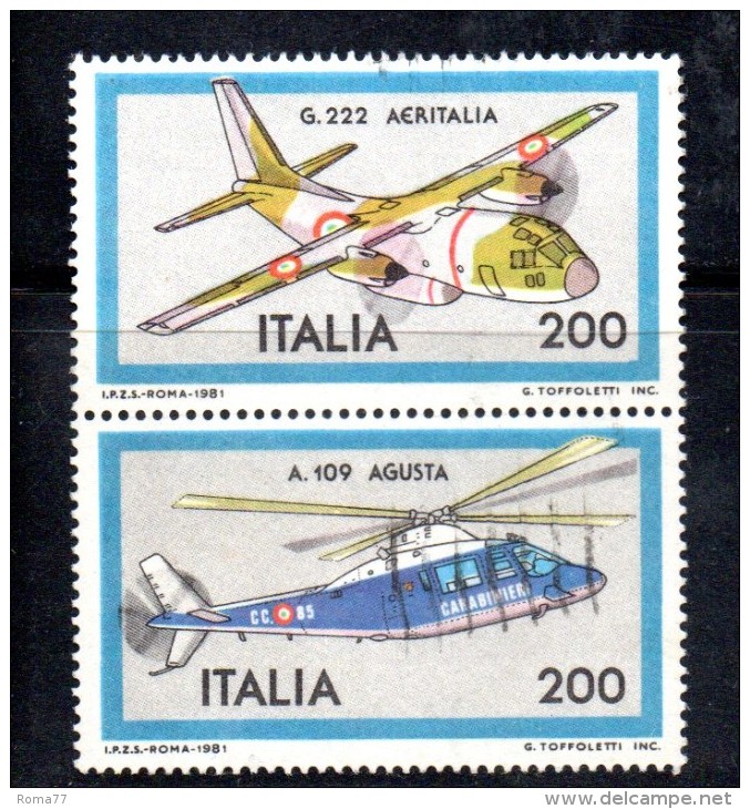 Y486 - Italia 1981 - Aerei - Augusta Aeritalia - Coppia USATA Perfetta - 1981-90: Usati